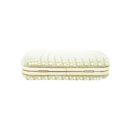Gold Pearl Embellished Party Clutch with Sling and Kada