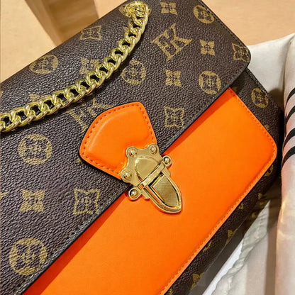 Monogram Heritage Flap Bag – Crimson Orange & Cocoa