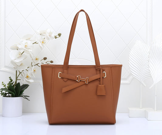 Structured Brown Handbag with Gold Buckle | Perfect for Everyday Style