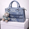 Artisanal Blue Denim Mini Flap Bag with Scenic Tapestry Design