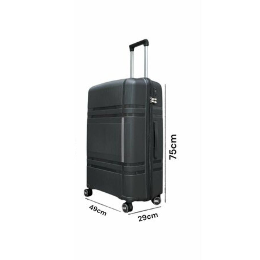 Vayaa 01 Black Luggage 28 Inch Large Size : Durable & Secure PP Trolley with 7-Year Warranty