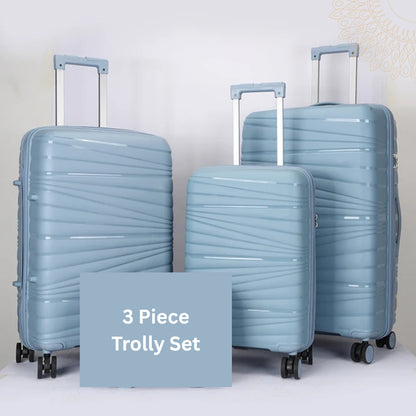 Vayaa 02 Steel Grey Luggage Set: Durable & Secure PP Trolley with 7-Year Warranty