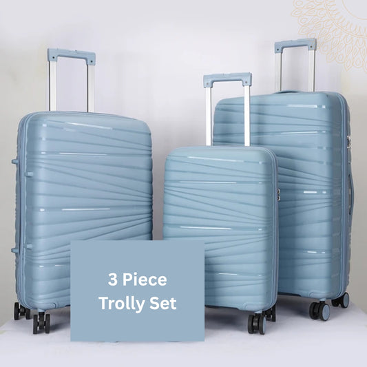 Vayaa 02 Steel Grey Luggage Set: Durable & Secure PP Trolley with 7-Year Warranty