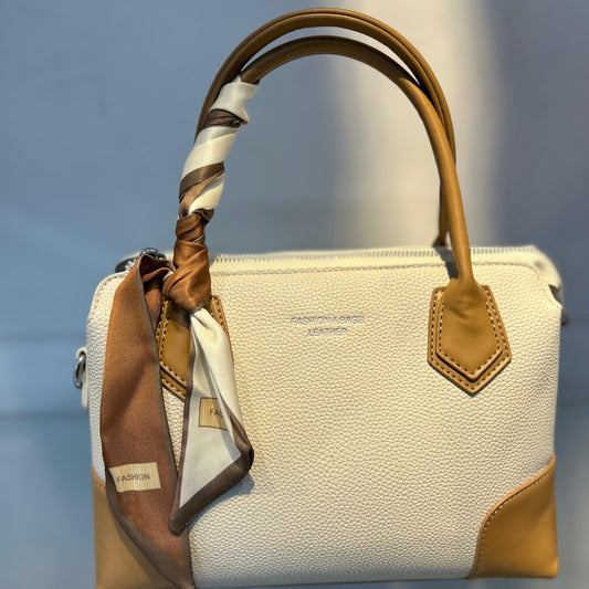 Versatile & Vegan: The Detachable Scarf Handbag White