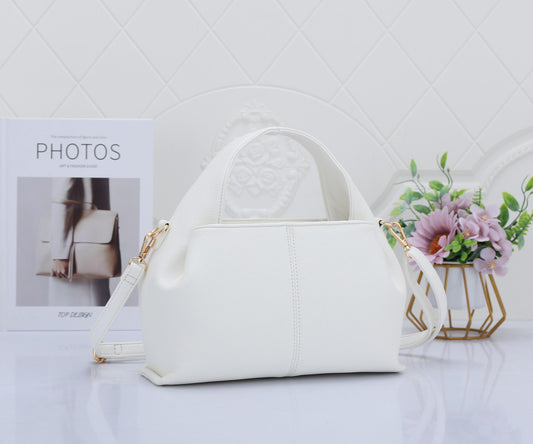 Premium Vegan Leather White Sling Vanilla Handbag