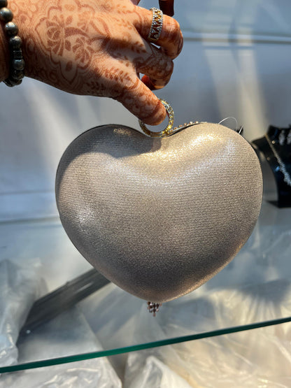 Rose Gold Dazzle Heart Clutch | Crystal Fringe Party Handbag