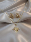 Solaris Pearl | Premium Anti-Tarnish Sunburst Pendant & Earrings Set