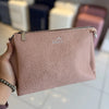 Pink Textured Vegan Leather Sling Bag | Zip Pocket