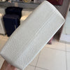 White Textured Vegan Leather Sling Bag | Zip Pocket