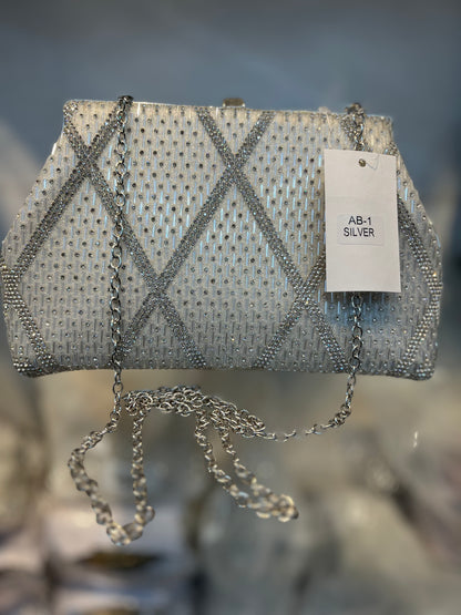 The Opulent Beaded Clutch Silver