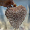 Rose Gold Dazzle Heart Clutch | Crystal Fringe Party Handbag