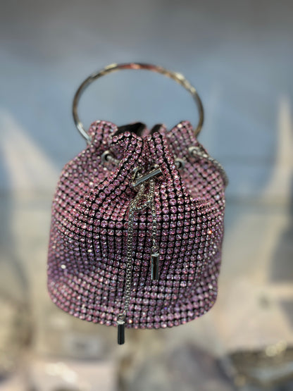 Dazzling Rose Gold Rhinestone Potli Clutch Bag with Kada Handle & Sling
