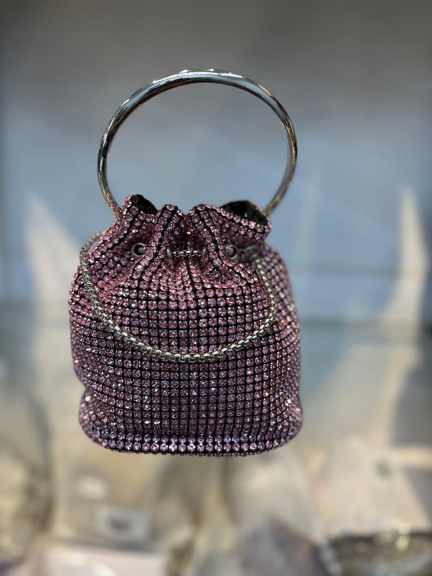 Dazzling Rose Gold Rhinestone Potli Clutch Bag with Kada Handle & Sling