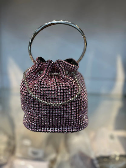 Dazzling Rose Gold Rhinestone Potli Clutch Bag with Kada Handle & Sling