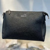 Black Textured Vegan Leather Sling Bag | Zip Pocket