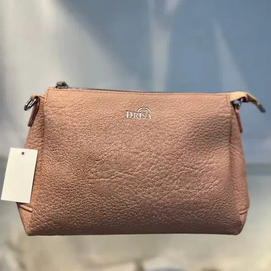 Pink Textured Vegan Leather Sling Bag | Zip Pocket