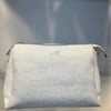 White Textured Vegan Leather Sling Bag | Zip Pocket