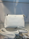 White Textured Vegan Leather Sling Bag | Zip Pocket