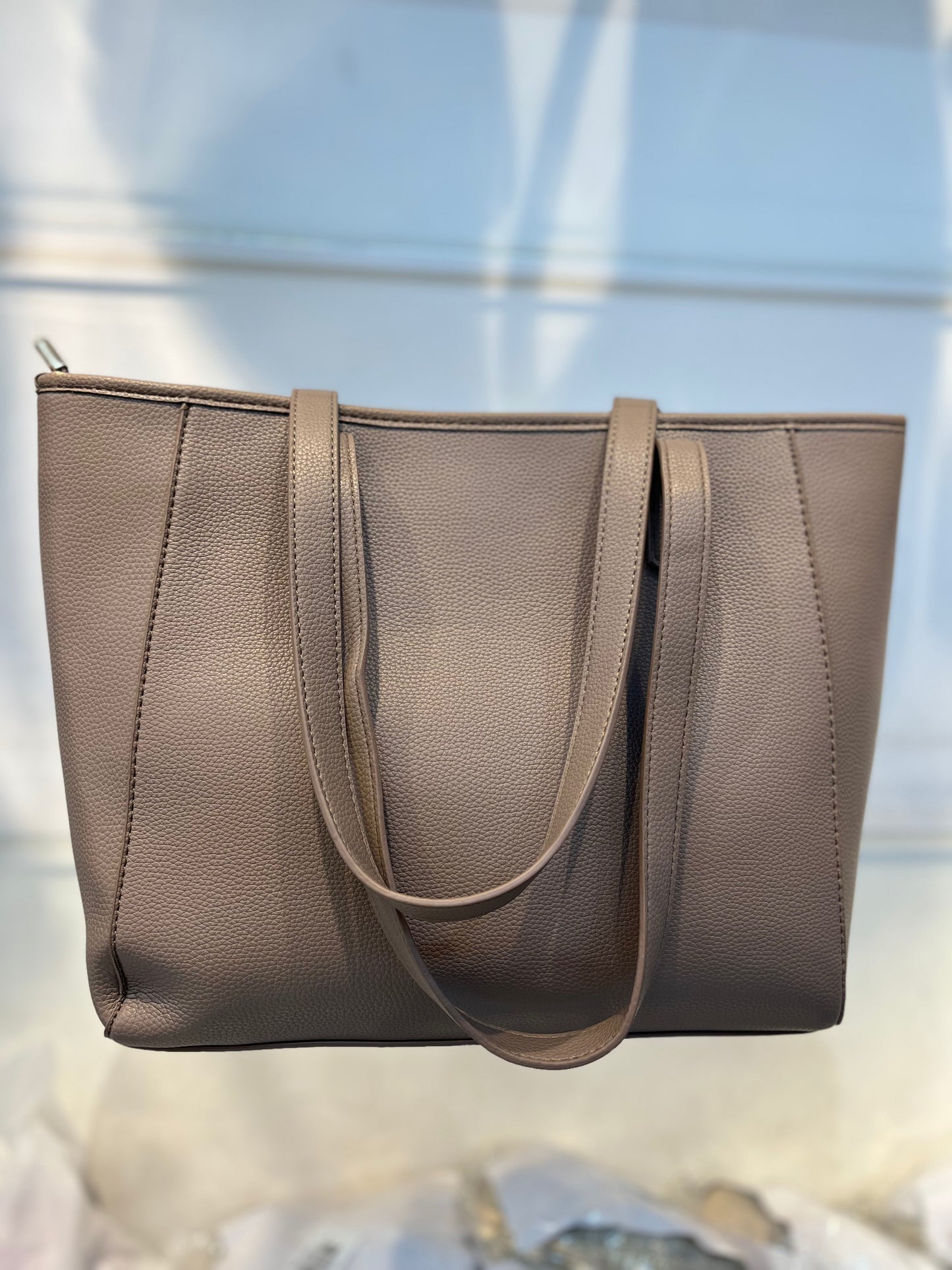 Structured Khakhi Handbag with Gold Buckle | Perfect for Everyday Style