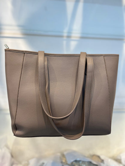 Structured Khakhi Handbag with Gold Buckle | Perfect for Everyday Style