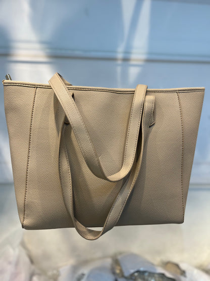 Structured Beige Handbag with Gold Buckle | Perfect for Everyday Style