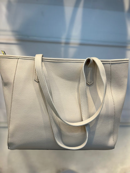 Structured White  Handbag with Gold Buckle | Perfect for Everyday Style
