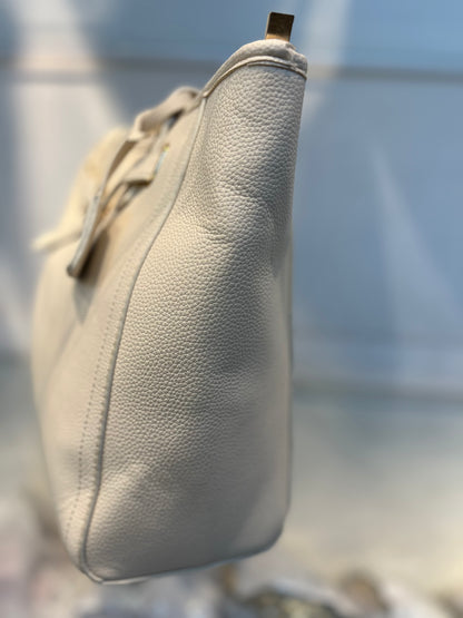 Structured White  Handbag with Gold Buckle | Perfect for Everyday Style