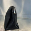 Black Textured Vegan Leather Sling Bag | Zip Pocket