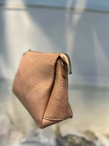 Pink Textured Vegan Leather Sling Bag | Zip Pocket