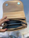 Elegant Brown Faux Leather Top Handle Bag with Scarf Accent - Perfect for a Fashionable Look 02