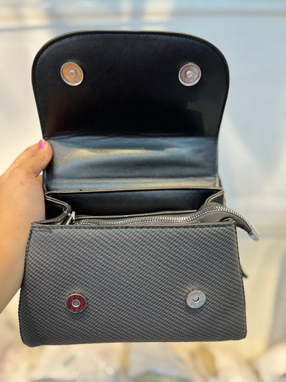 Elegant Black Faux Leather Top Handle Bag with Scarf Accent - Perfect for a Fashionable Look 02