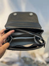 Elegant Black Faux Leather Top Handle Bag with Scarf Accent - Perfect for a Fashionable Look 02