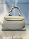 Elegant  Faux White Leather Top Handle Bag with Scarf Accent - Perfect for a Fashionable Look