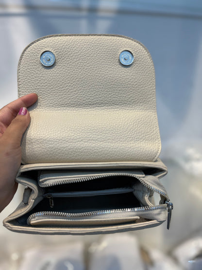 Elegant  Faux White Leather Top Handle Bag with Scarf Accent - Perfect for a Fashionable Look