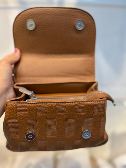 Elegant Brown Faux Leather Top Handle Bag with Scarf Accent - Perfect for a Fashionable Look