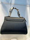 Elegant Black Faux Leather Top Handle Bag with Scarf Accent - Perfect for a Fashionable Look