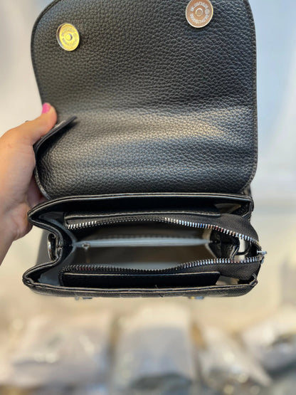 Elegant Black Faux Leather Top Handle Bag with Scarf Accent - Perfect for a Fashionable Look