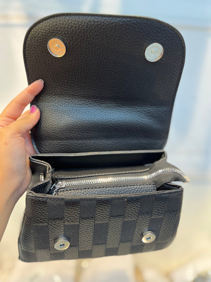 Elegant Black Faux Leather Top Handle Bag with Scarf Accent - Perfect for a Fashionable Look