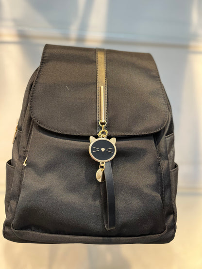 Water-Resistant Black Backpack with Imported Matte Fabric