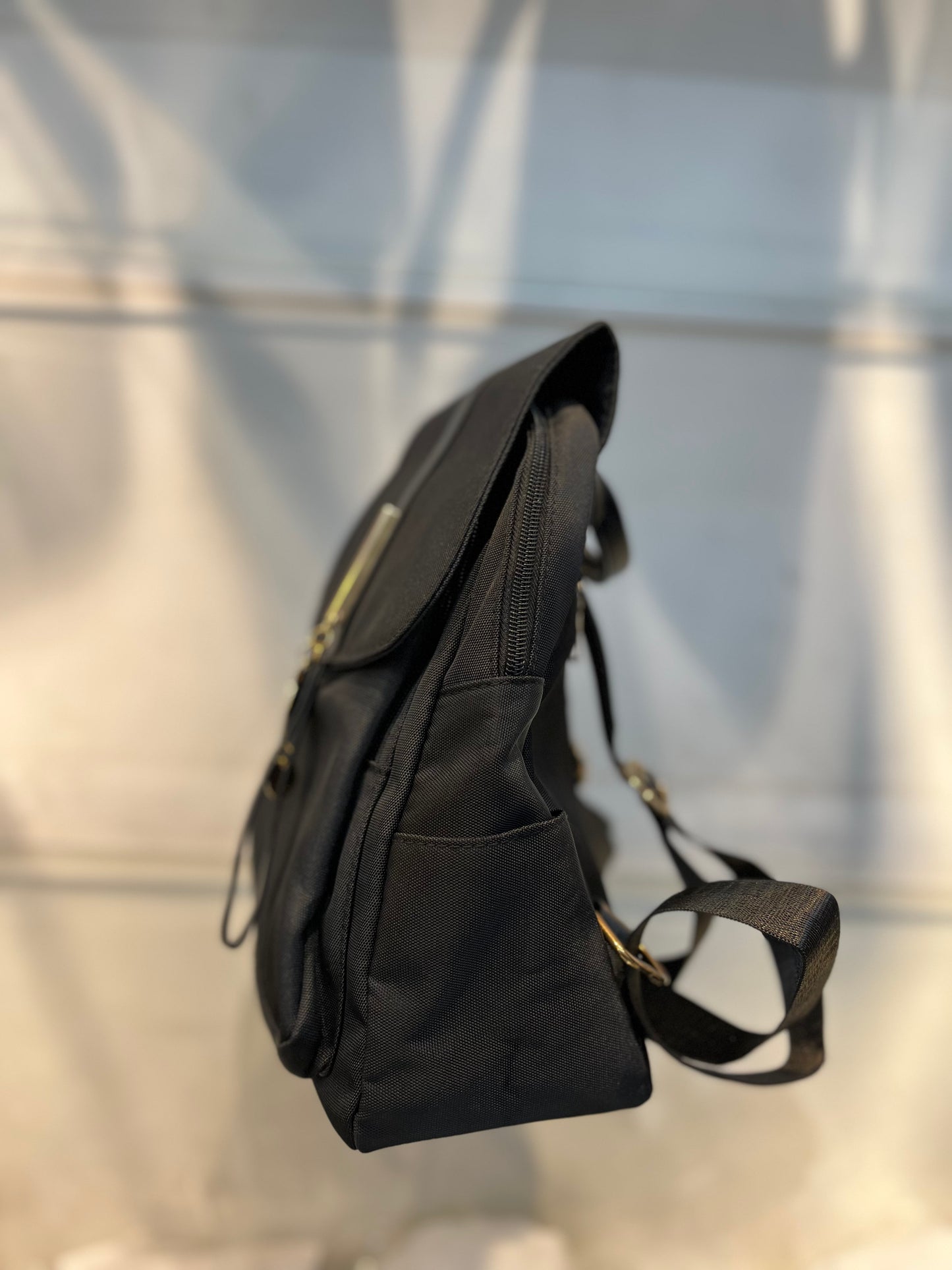 Water-Resistant Black Backpack with Imported Matte Fabric
