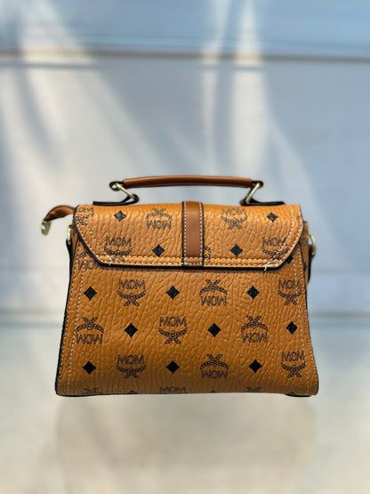 Orange Faux Leather One-Strap Handbag with Sling