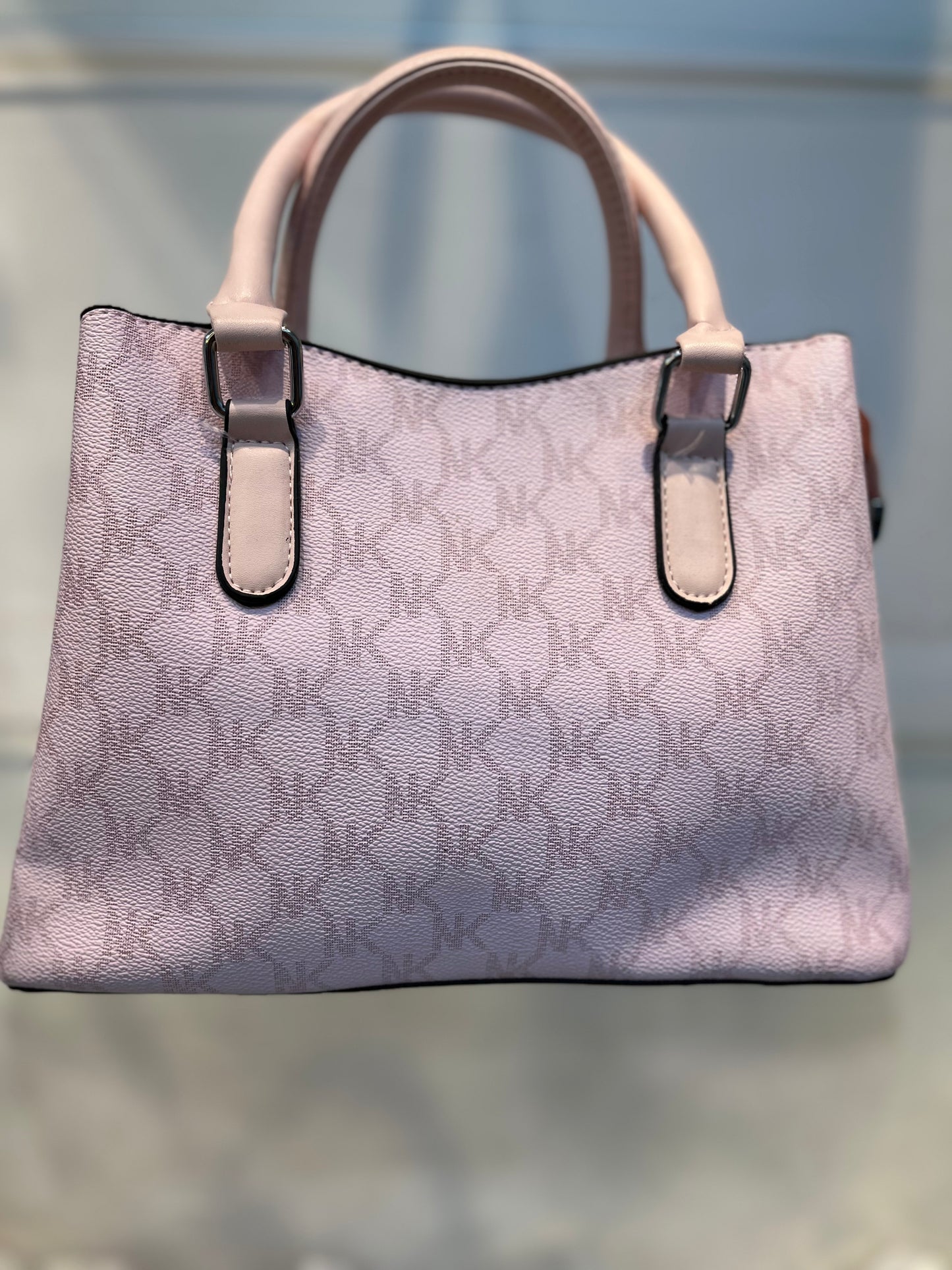 Pink Faux Leather Baguette Handbag with Sling, 3 Compartments & Coin Pouch