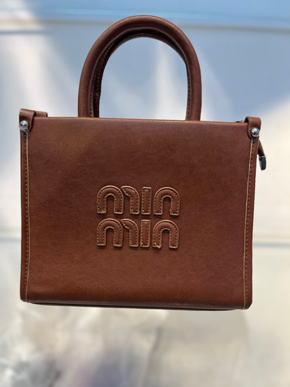 Minmin Brown Faux Leather Handbag with Sling