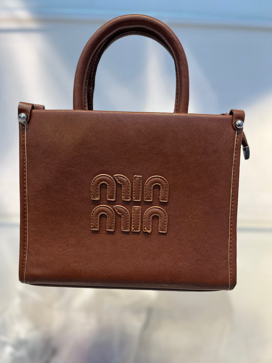 Minmin Brown Faux Leather Handbag with Sling