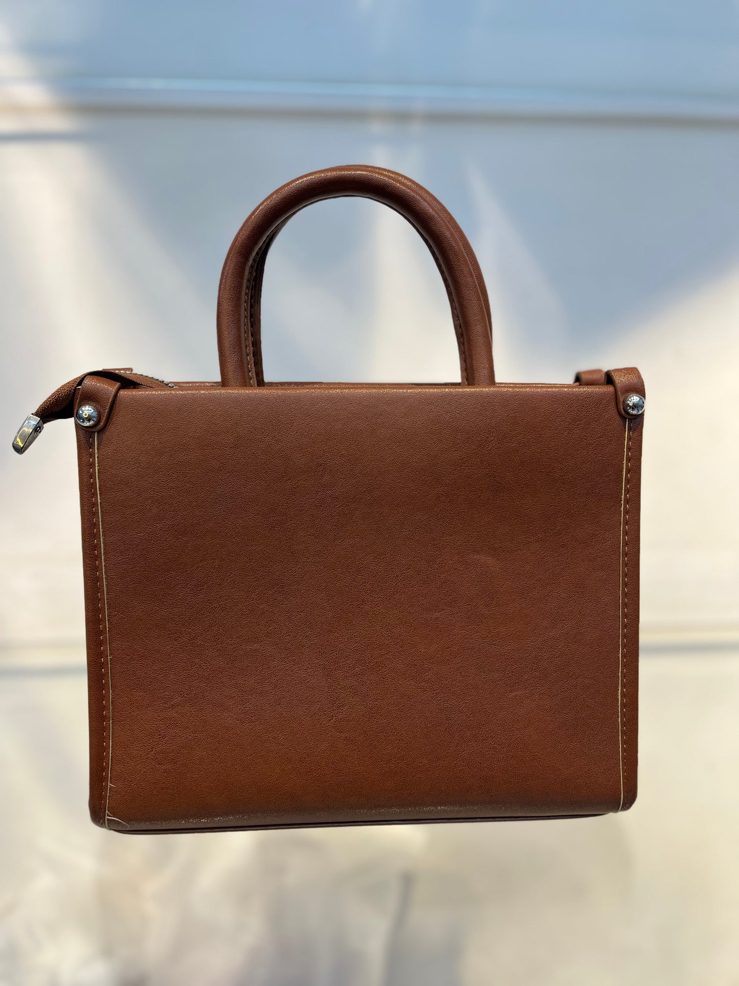 Minmin Brown Faux Leather Handbag with Sling