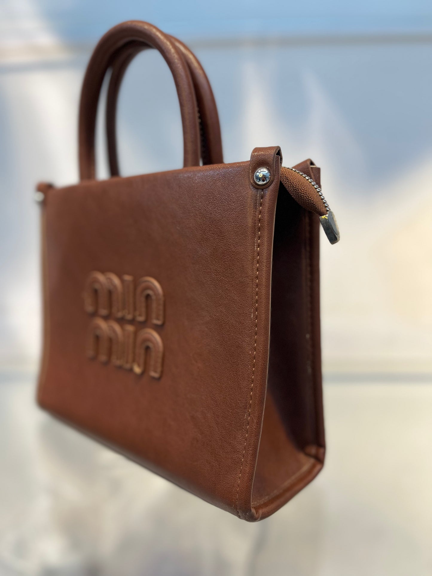 Minmin Brown Faux Leather Handbag with Sling