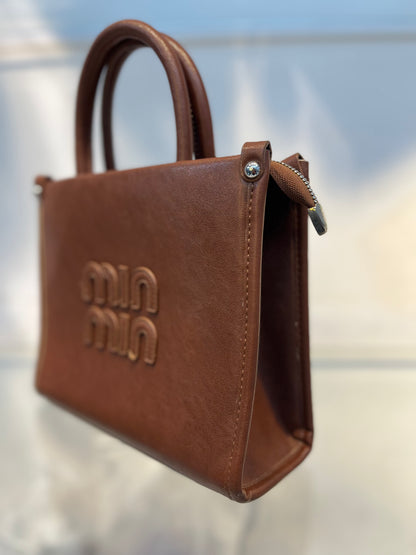 Minmin Brown Faux Leather Handbag with Sling