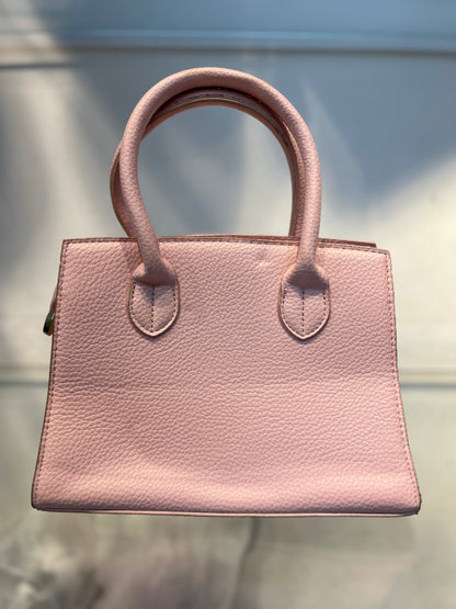 Hermes-Inspired Pink Vegan Faux Leather Handbag with Sling & Metallic Lock