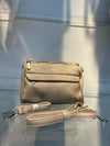 Beige Textured Vegan Leather Sling Bag | Zip Pocket-02