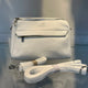 White Textured Vegan Leather Sling Bag | Zip Pocket-02 image 1